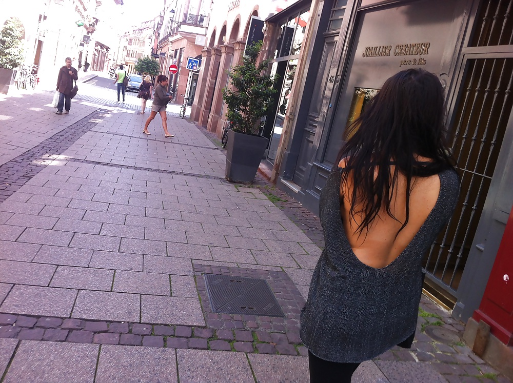 In the walk, braless pict gal