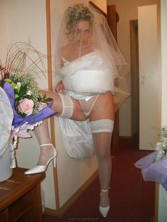Hot Blonde Young German Amateur Wife in Her Wedding Dress