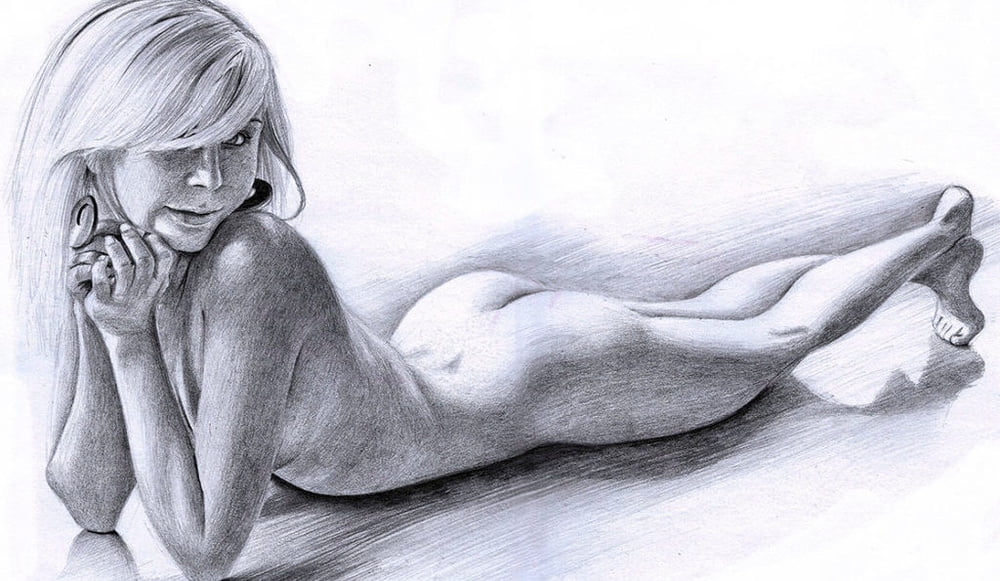 The German Girl Fine Art Nude Female Photo Realistic Pencil Drawing Naked