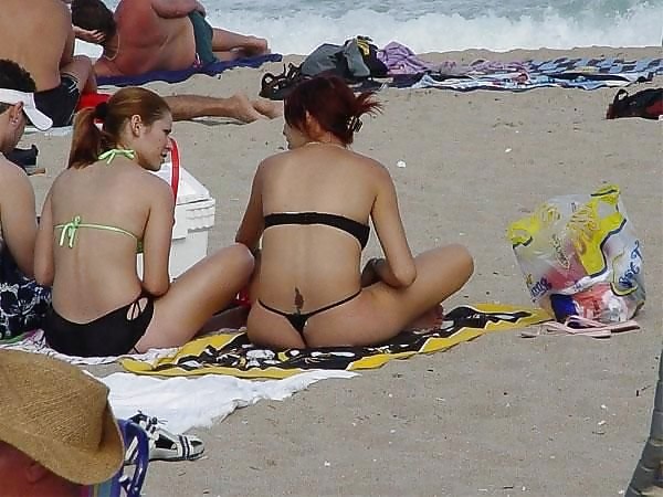 Public Amateur Thong Bikini ass and Tits on beach and pool pict gal
