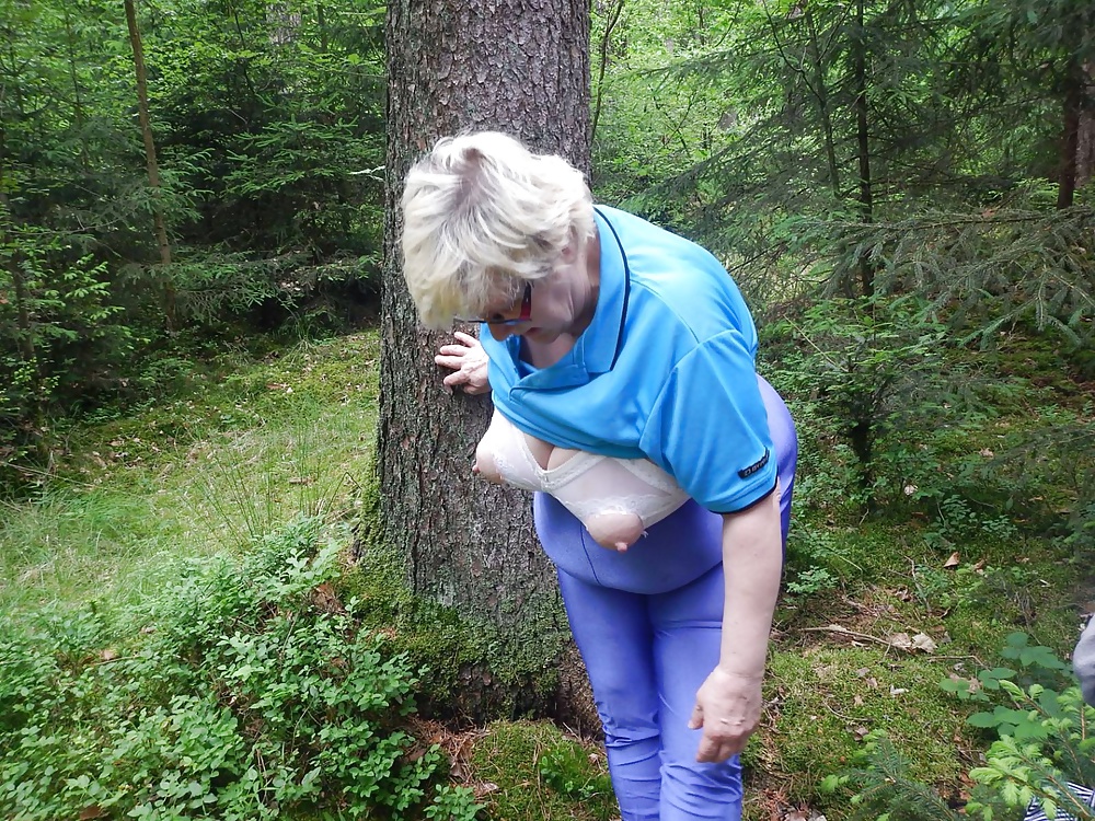 Busty granny in forest pict gal