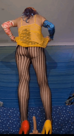 Black pantihose and yellow nightdress teasers #26