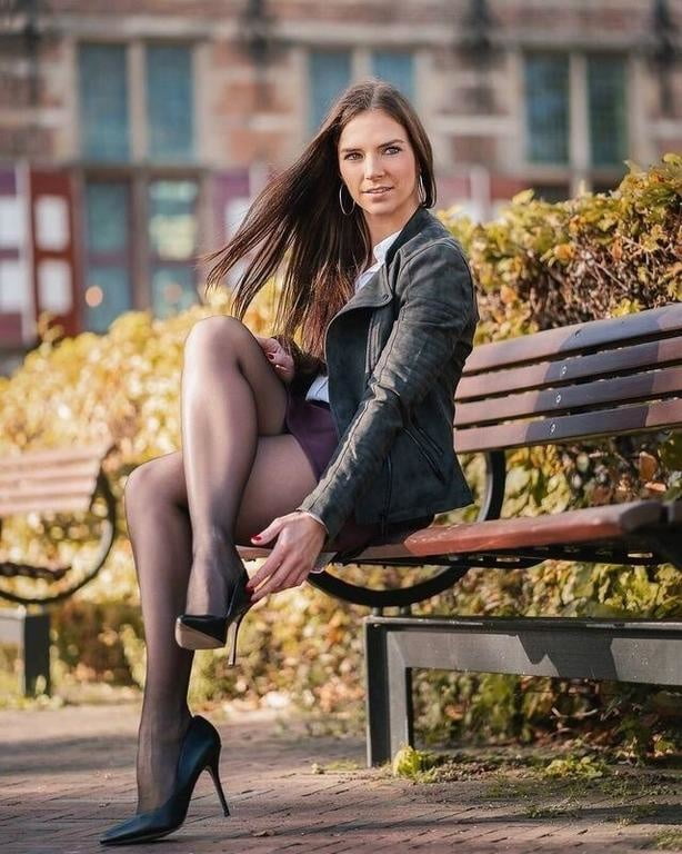 Students pantyhose girl high heels