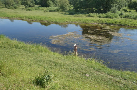 bathing in derzha river         