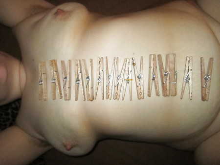 Clothespins on wife's tits.