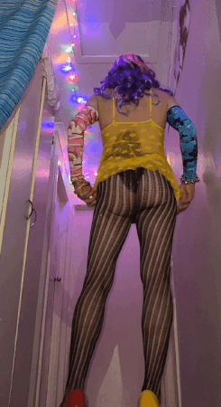 Black pantihose and yellow nightdress teasers #22