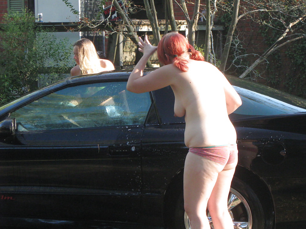Cassie and gf washing my trans am pict gal