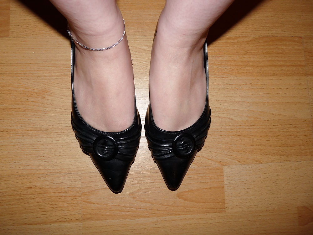 Wifes sexy black leather ballerina ballet flats shoes 2 pict gal