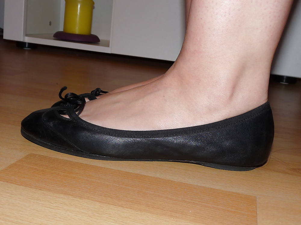 wifes sexy black leather ballerina ballet flats shoes pict gal