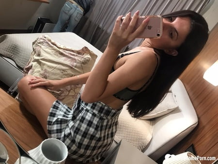 hot schoolgirl reveals her tits in the mirror         