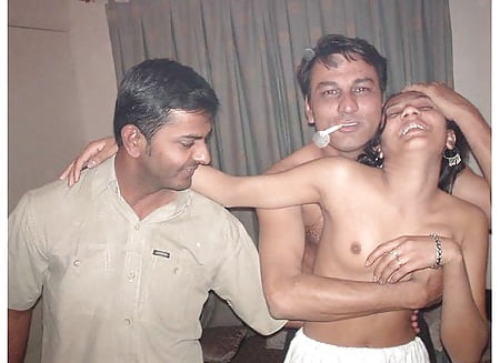 indian girl having fun with 3 guys