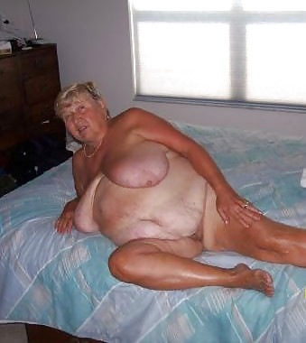 Grandma with saggy tits.