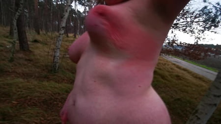 naked on bench in winter titslapping         