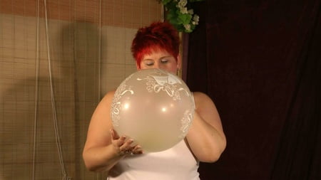 played with a large balloon         