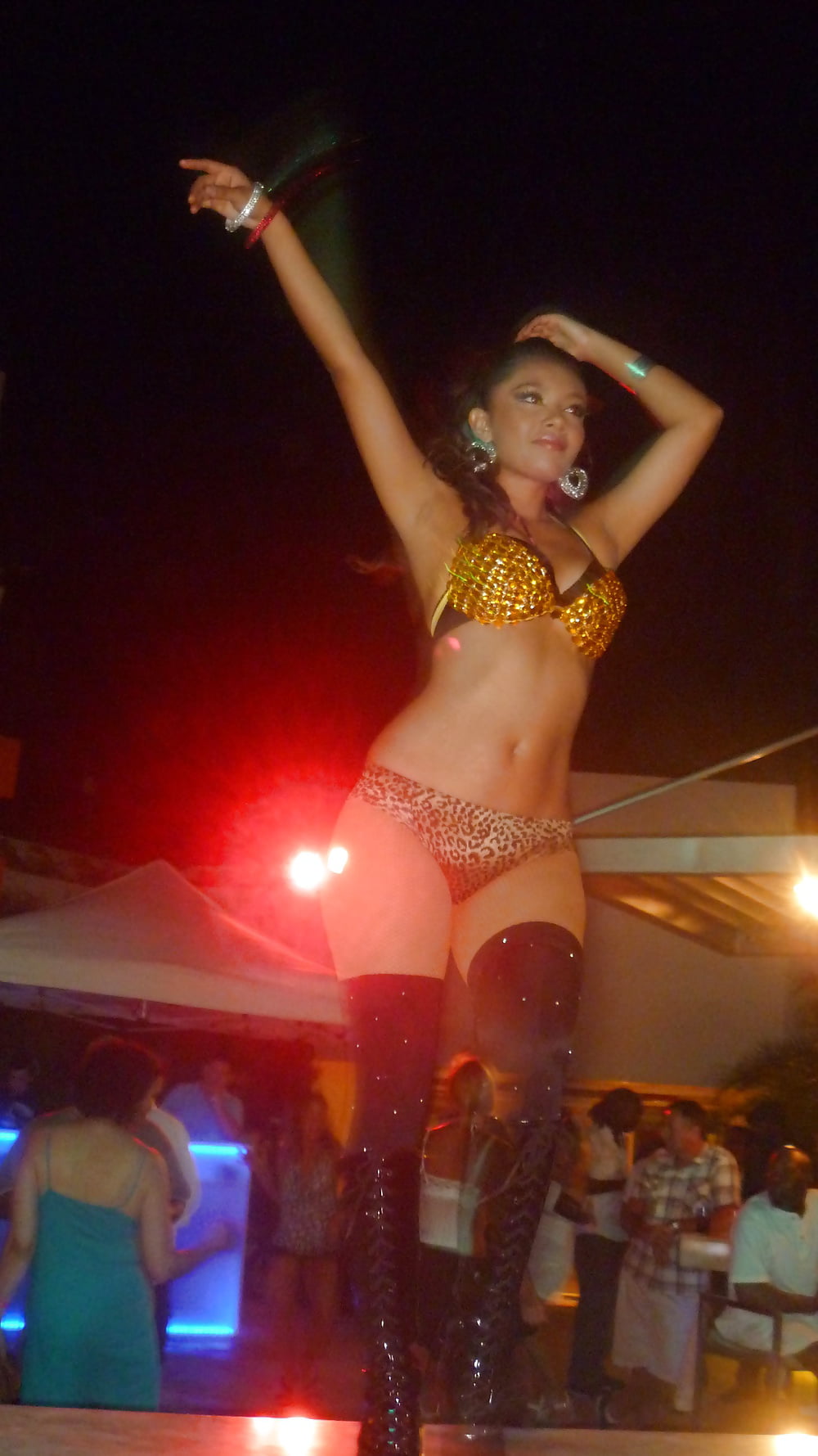 dancing in tan fishnet and pantyhose pict gal