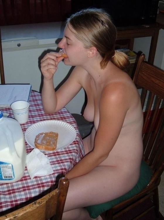 Naked at breakfast