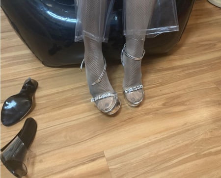 clear high heels and clear pvc fetish         
