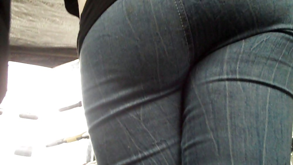 Looking up her ass & butt in jeans pict gal