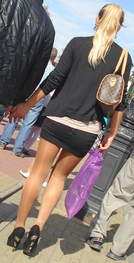  high heels and tan pantyhose in the streets - 61 Photos 