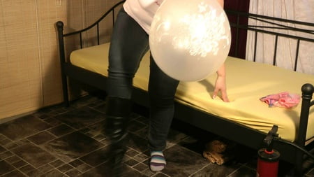 played with a large balloon         