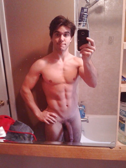 hung naked guy selfie. 