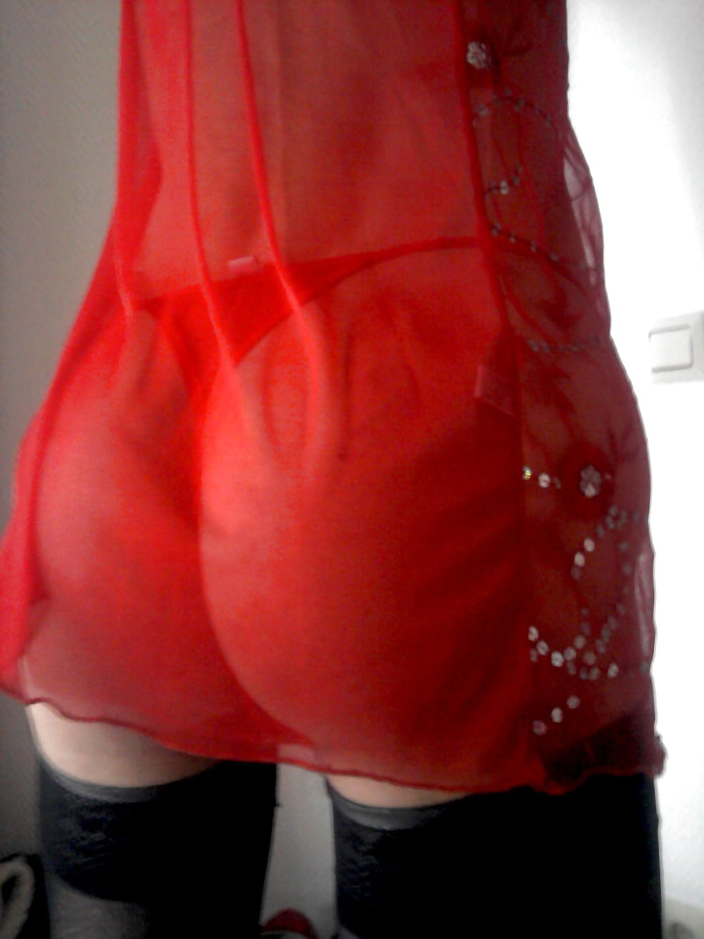 New red outfit and thong pict gal