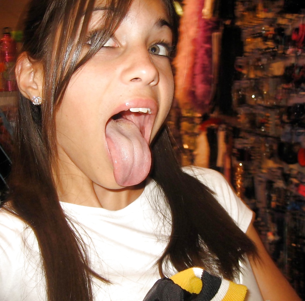 Tongue out teen pics