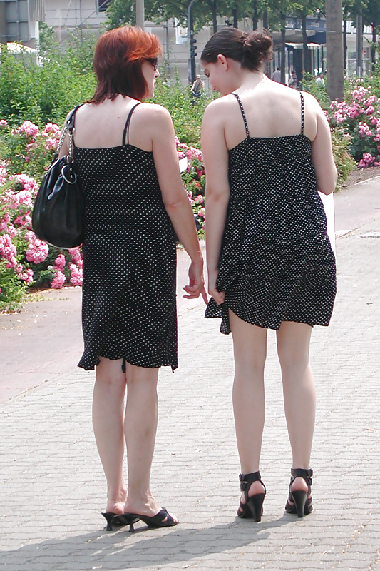 german mum and daughter's friend walk in dress and sexy shoes - 2010 pict gal