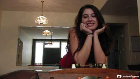 brunette cutie gets some cum over herself         