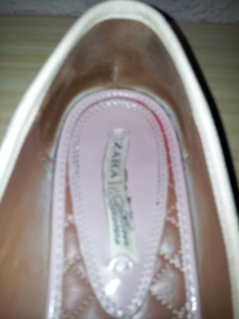 Wifes well worn nude lack Ballerinas flats shoes2 pict gal