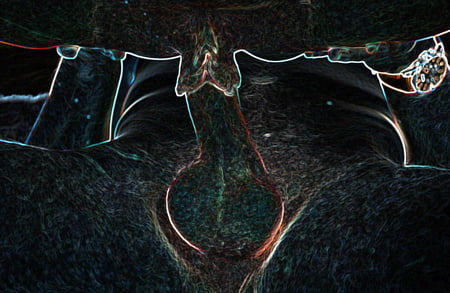 luminous contours of legs heels and ass         