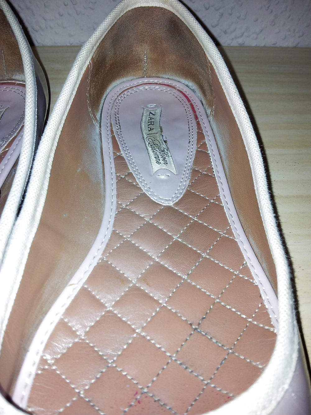 Wifes well worn nude lack Ballerinas flats shoes2 pict gal