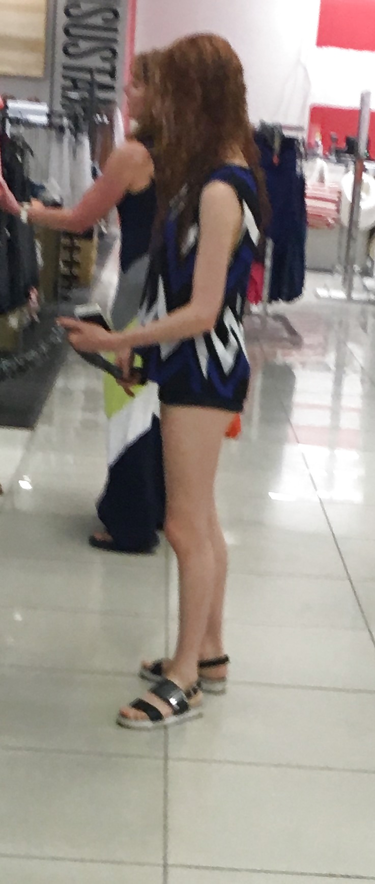 Tiny redhead mall teen in tiny shorts with a tiny ass pict gal