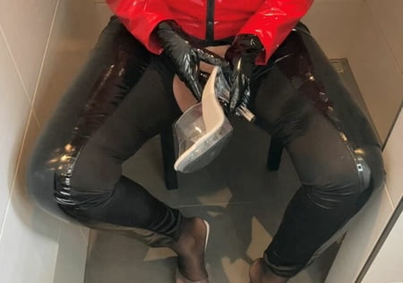 clear high heel mules pissing         