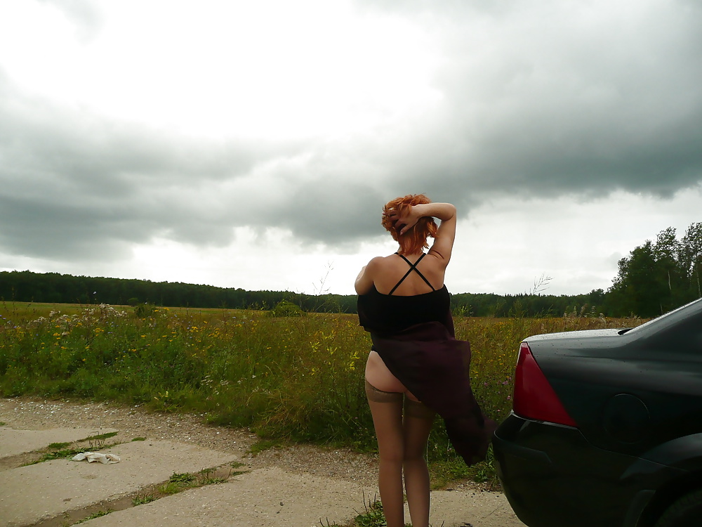 Mature amateur lady on a windy day. pict gal