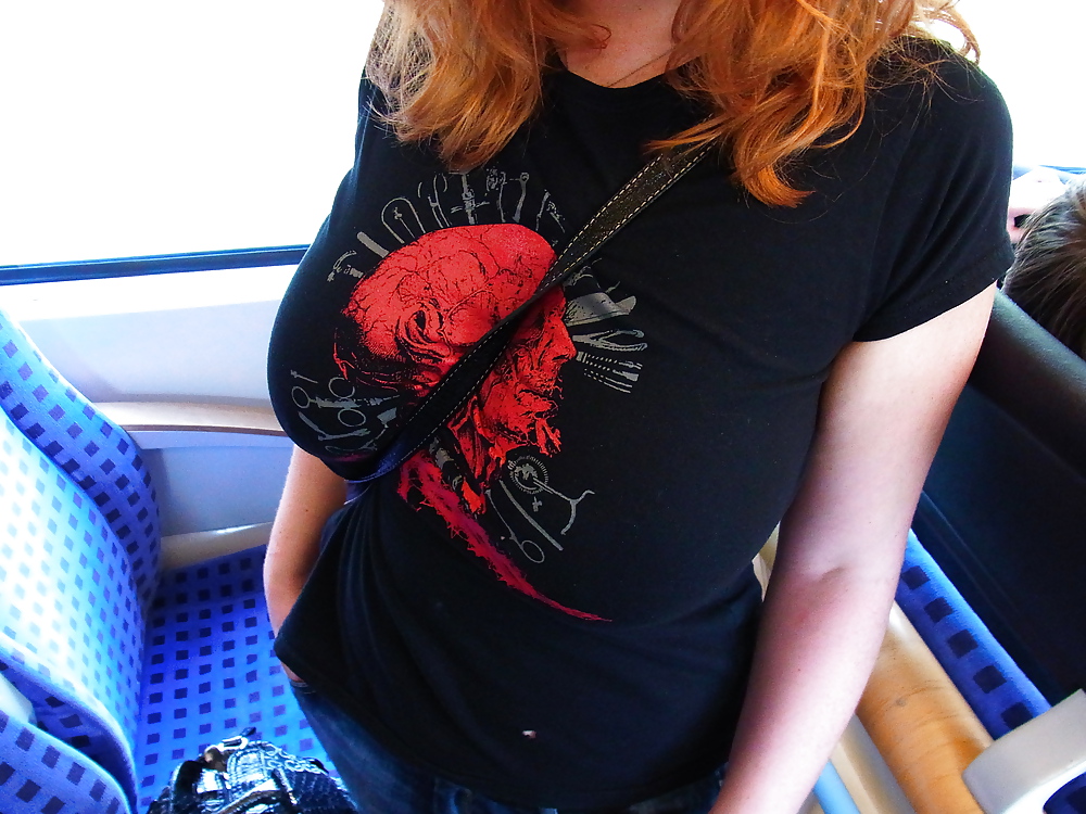 Chubby redhead Part10 flashing tits and pussy in a train pict gal