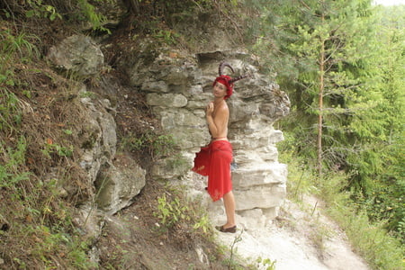forest satyr on the rock         