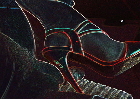 luminous contours of legs heels and ass         