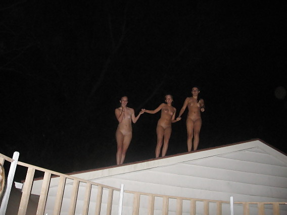 Naked girls playing in a pool by night pict gal