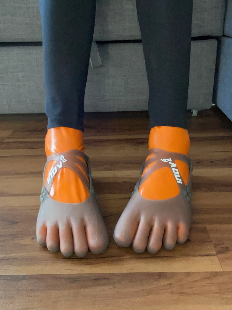 Orange Latex Toe Socks And EvoSkin