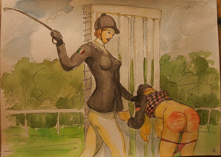 Milf Spanking Art - Female spanking art. 