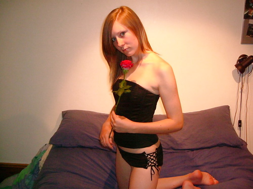 Redhead with perky tits and a rose - N. C. pict gal