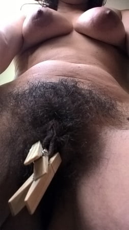 hairy joytwosex playing with clothespins         